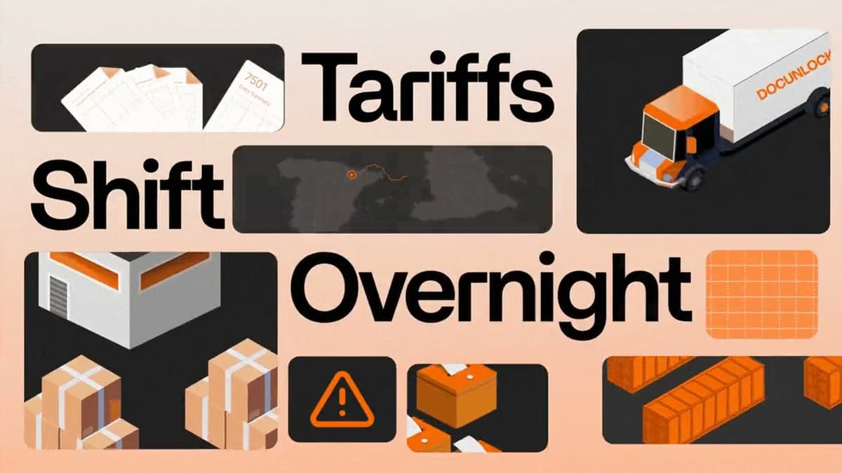 A visual sequence about changing tariffs and customs operations.